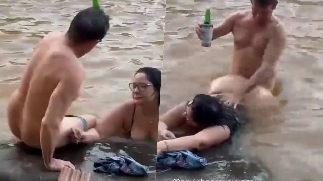 Señora Culona Borracha Singando en el Rio