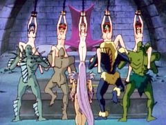 Cinco chicas hentai encadenadas y folladas en grupo por monstruos