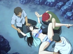 Hentai coed atrapada y follada en grupo por bandidos