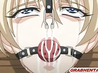 Bondage hentai with gagging gets groupfucked by black monsters