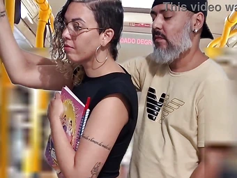 Slutty Student Gets Cumshot in Public on the Bus