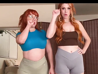 Threesome with big ass and big tits hotties pov