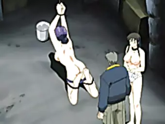 Roped hentai gets injection with an enema