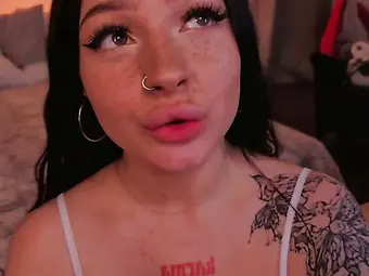 Gorgeous Tattooed Brunette with Piercings Gives Passionate Blowjob and Teases