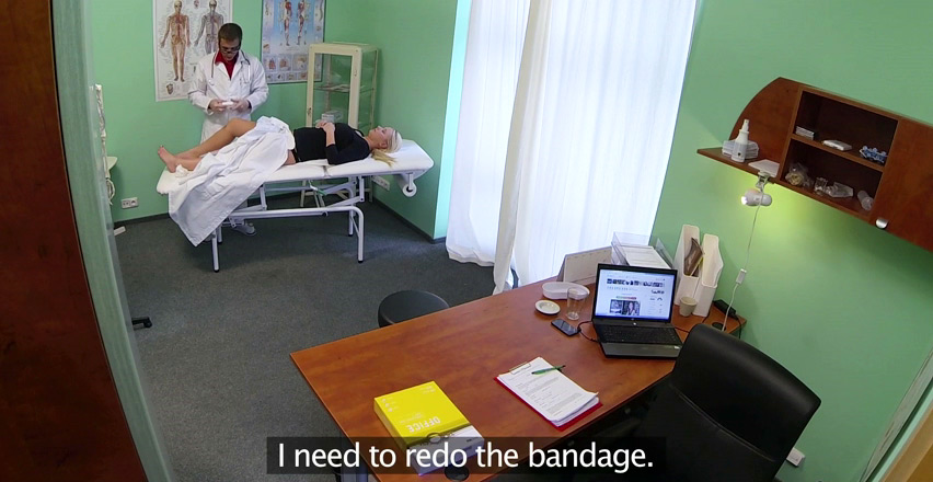 Sexy blonde goes cowgirl with her doctor