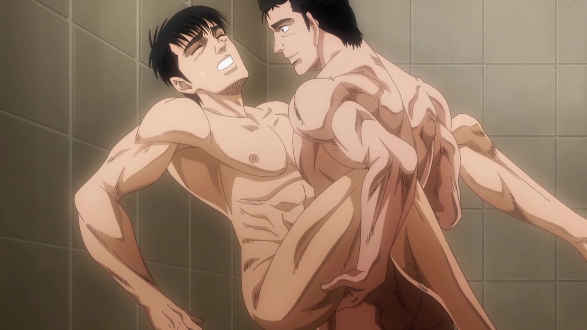 How far will muscle daddy go when a -kinky-xxx- begs for cock in a dirty washroom?