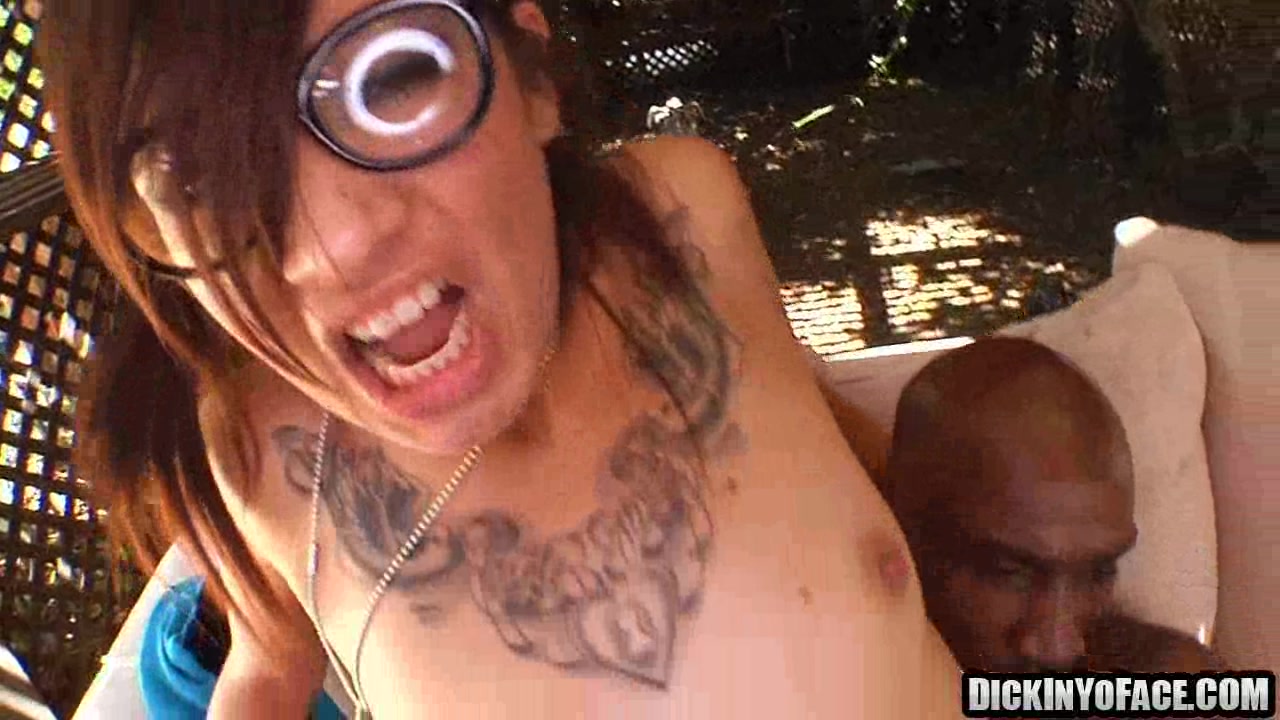 Nerdy brunette takes a monster black dick in the ass 11