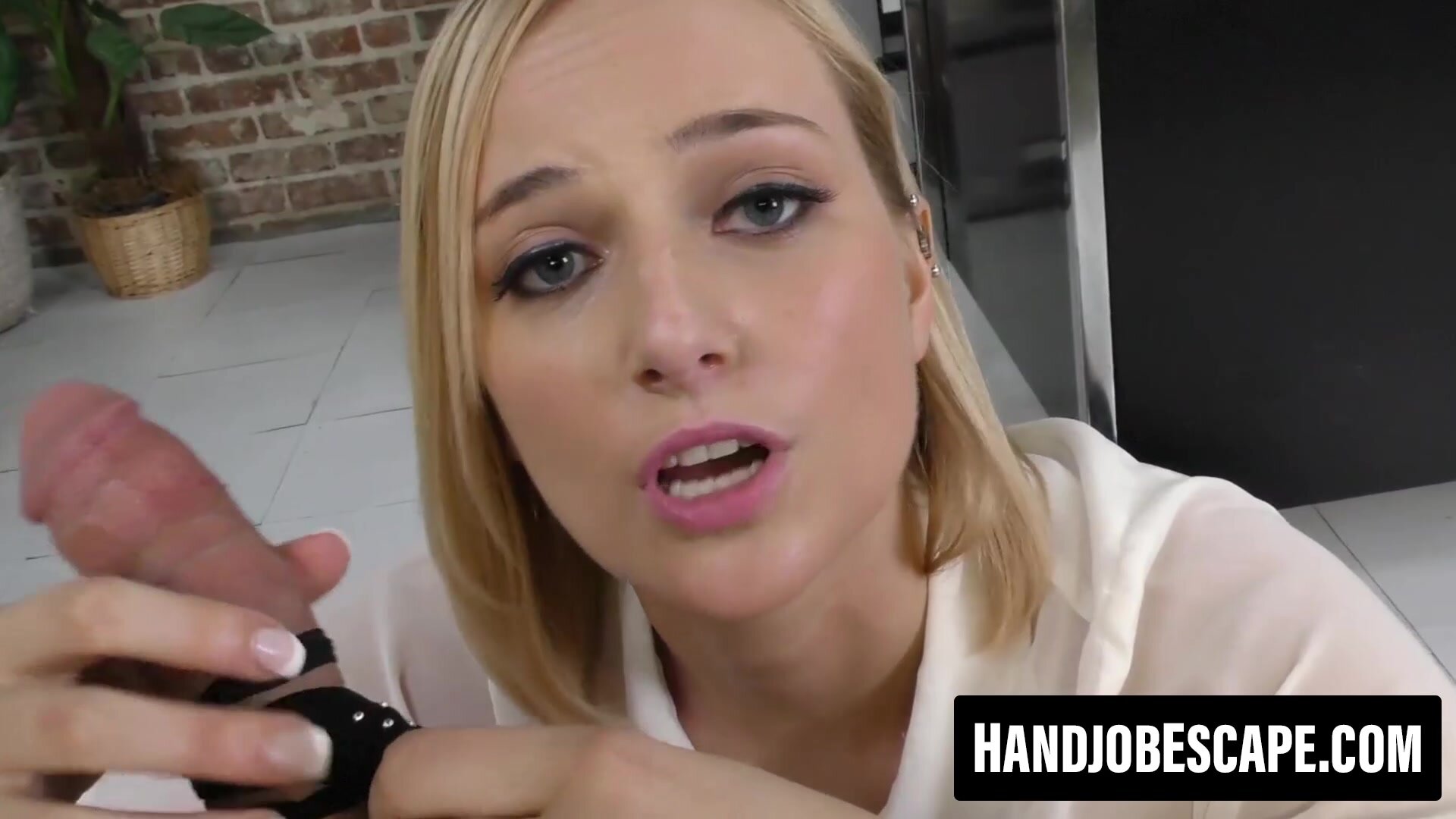 Sexy blonde Kate England swallows cum after fucking her employee