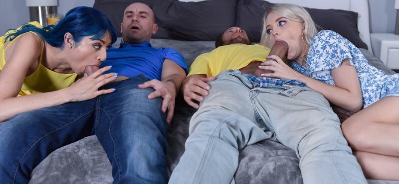 The pervy dads slaps Kate Bloom and Jewels Blu’s assess