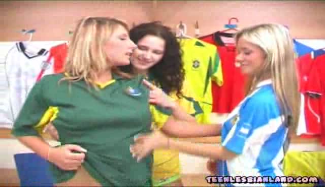 Teenie lesbians undressing in the locker room